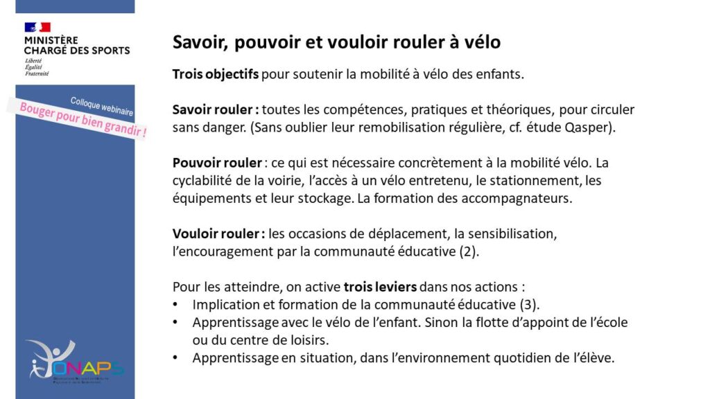 Savoir, pouvoir et vouloir rouler à vélo